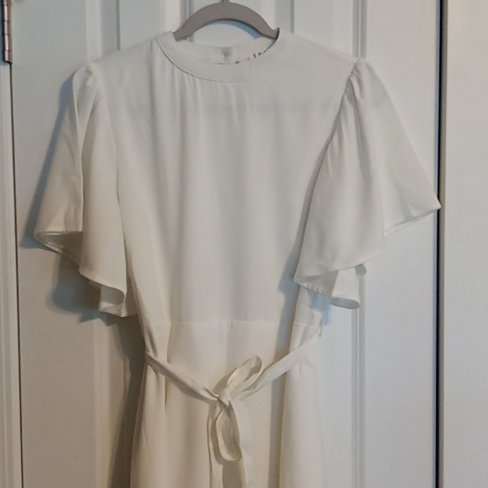 TCEC White Mini Dress with Belt